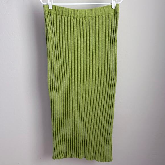 Free People Beach Veda Sweater Set Large Green Tank Skirt Ribbed Knit Stretch - Picture 9 of 14